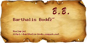 Barthalis Bodó névjegykártya